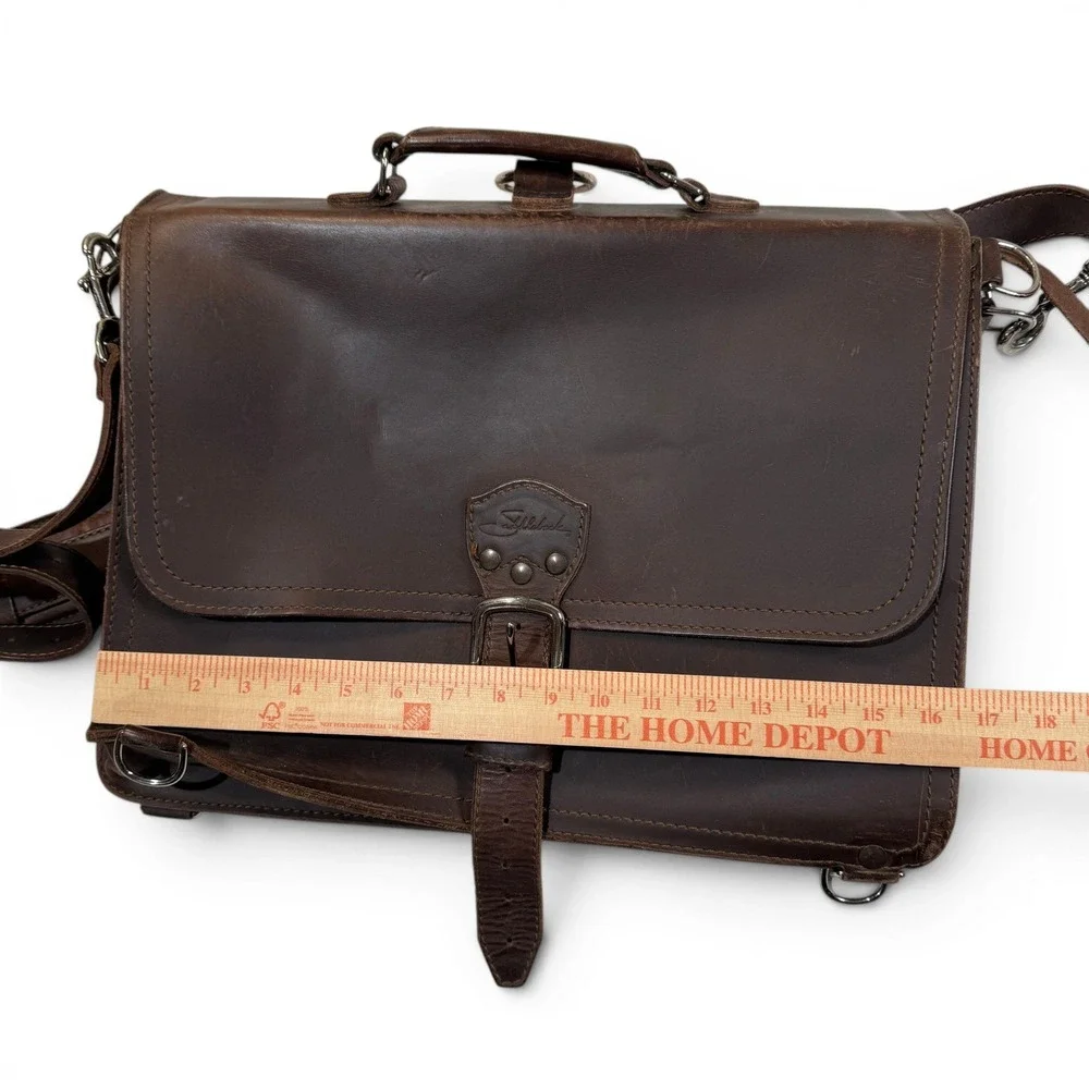 Saddleback Leather Thin Briefcase Dark Coffee Brown Leather Messenger